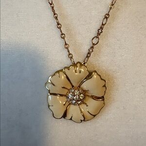 J. Crew Cream Flower Gold Pendant Necklace